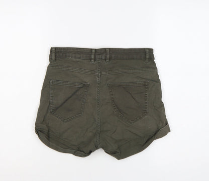 H&M Women's Green High Rise Cotton Blend Hot Pants Shorts Size 10