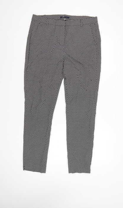 Marks and Spencer Womens Black White Geometric Trousers Size 14 Long