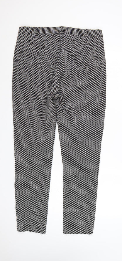 Marks and Spencer Womens Black White Geometric Trousers Size 14 Long