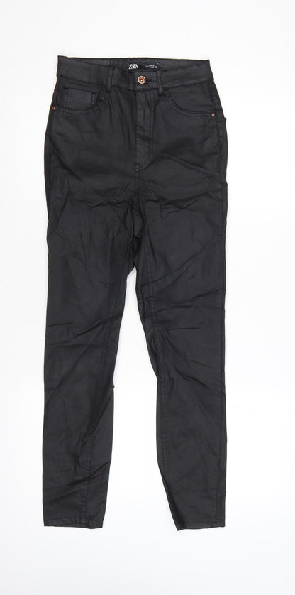 Zara Womens Black Slim Trousers Size 10 Cotton Blend