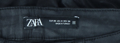 Zara Womens Black Slim Trousers Size 10 Cotton Blend