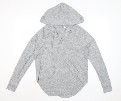 GAP Womens Grey XS Lace-Up Hoodie Pullover Long Sleeve Top