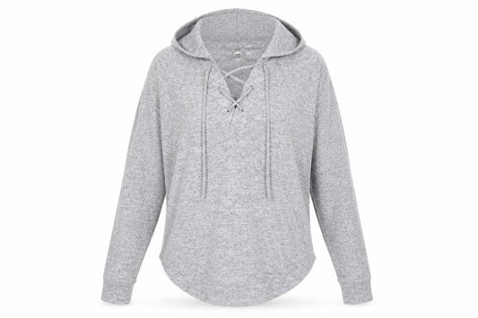 Gap Womens Grey XS Lace-Up Hoodie Pullover Long Sleeve Top