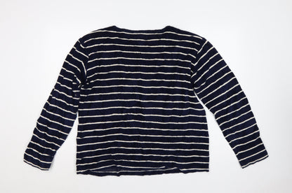 Armor Lux Women Navy White Striped Pullover Sweatshirt L Cotton Blend
