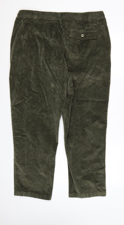 Cotton Traders Men’s Green Corduroy Jogger Trousers 2XL Relaxed Fit