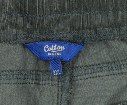 Cotton Traders Men’s Green Corduroy Jogger Trousers 2XL Relaxed Fit