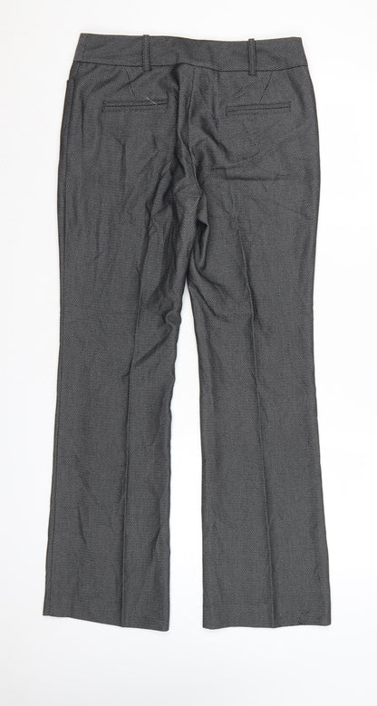 Next Women Grey Straight Leg Trousers Size 8 Viscose Blend Workwear