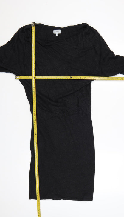 Jigsaw Women’s Black Wool Bodycon Knit Dress M Long Sleeve