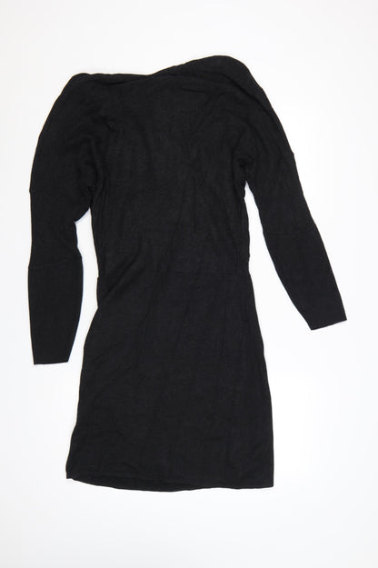 Jigsaw Women’s Black Wool Bodycon Knit Dress M Long Sleeve