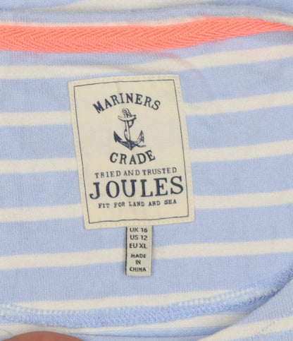 Joules Womens Blue Striped Cotton T-Shirt Dress Size 16