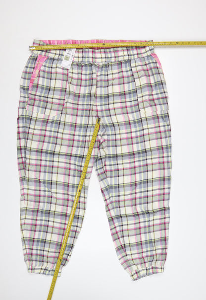 Marks and Spencer Women Pink Check Viscose Pyjama Pants Size 20