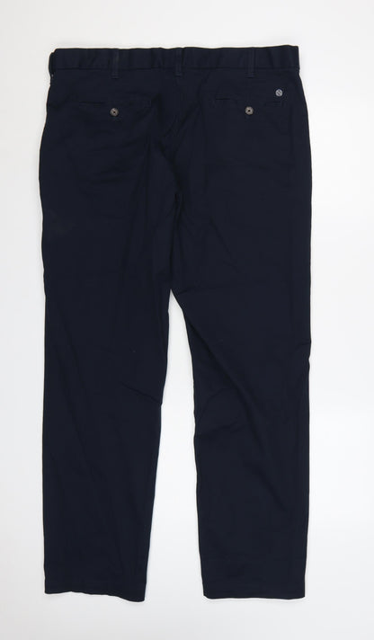 Marks and Spencer Men's Blue 38x31 Regular Fit Chino Trousers