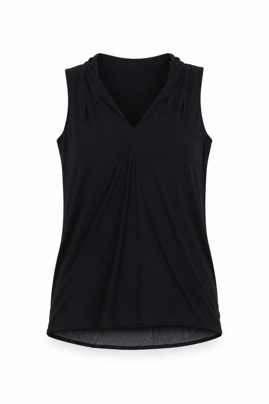 Front view of Roman women’s black, size UK 12, sleeveless v-neck jersey blouse