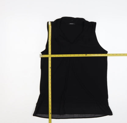 Roman Womens Black Size 12 Sleeveless V-Neck Jersey Blouse