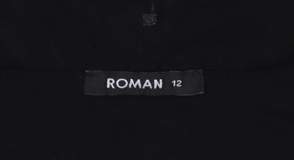 Roman Womens Black Size 12 Sleeveless V-Neck Jersey Blouse