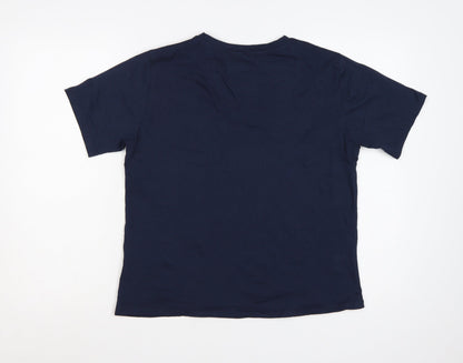 Stradivarius Women's Blue Cotton New York City Embroidered T-Shirt Size 12