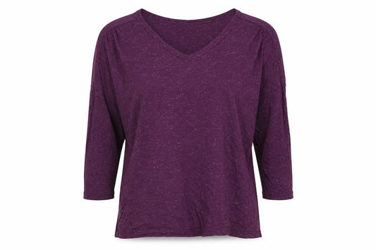 Fat Face Womens Purple 3/4 Sleeve V-Neck Relaxed Fit Top UK 12