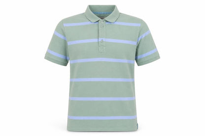 Next Men's Green Striped Polo Shirt Size M 100% Cotton Casual