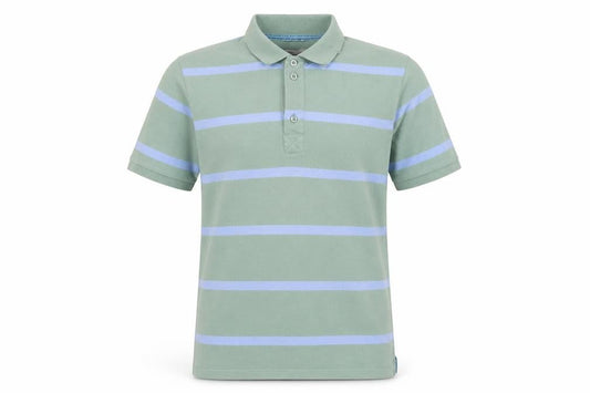 Next Men's Green Striped Polo Shirt Size M 100% Cotton Casual