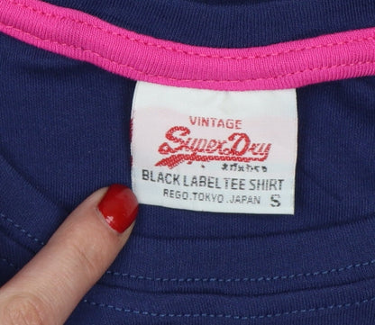 Superdry Women's Blue Slim Fit Vintage Graphic T-Shirt Size S