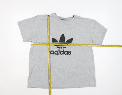 Adidas Men's Grey XL Trefoil Logo T-Shirt Organic Cotton