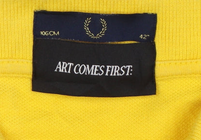 Fred Perry Men’s Yellow Art Comes First Collared Polo Shirt Size L
