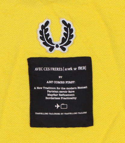 Fred Perry Men’s Yellow Art Comes First Collared Polo Shirt Size L