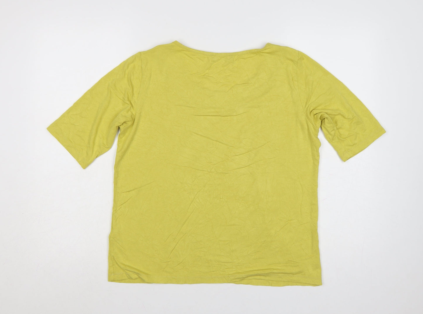 Marks and Spencer Women Green Basic Scoop Neck T-Shirt Size 14