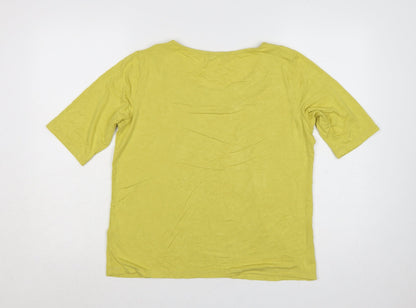 Marks and Spencer Women Green Basic Scoop Neck T-Shirt Size 14