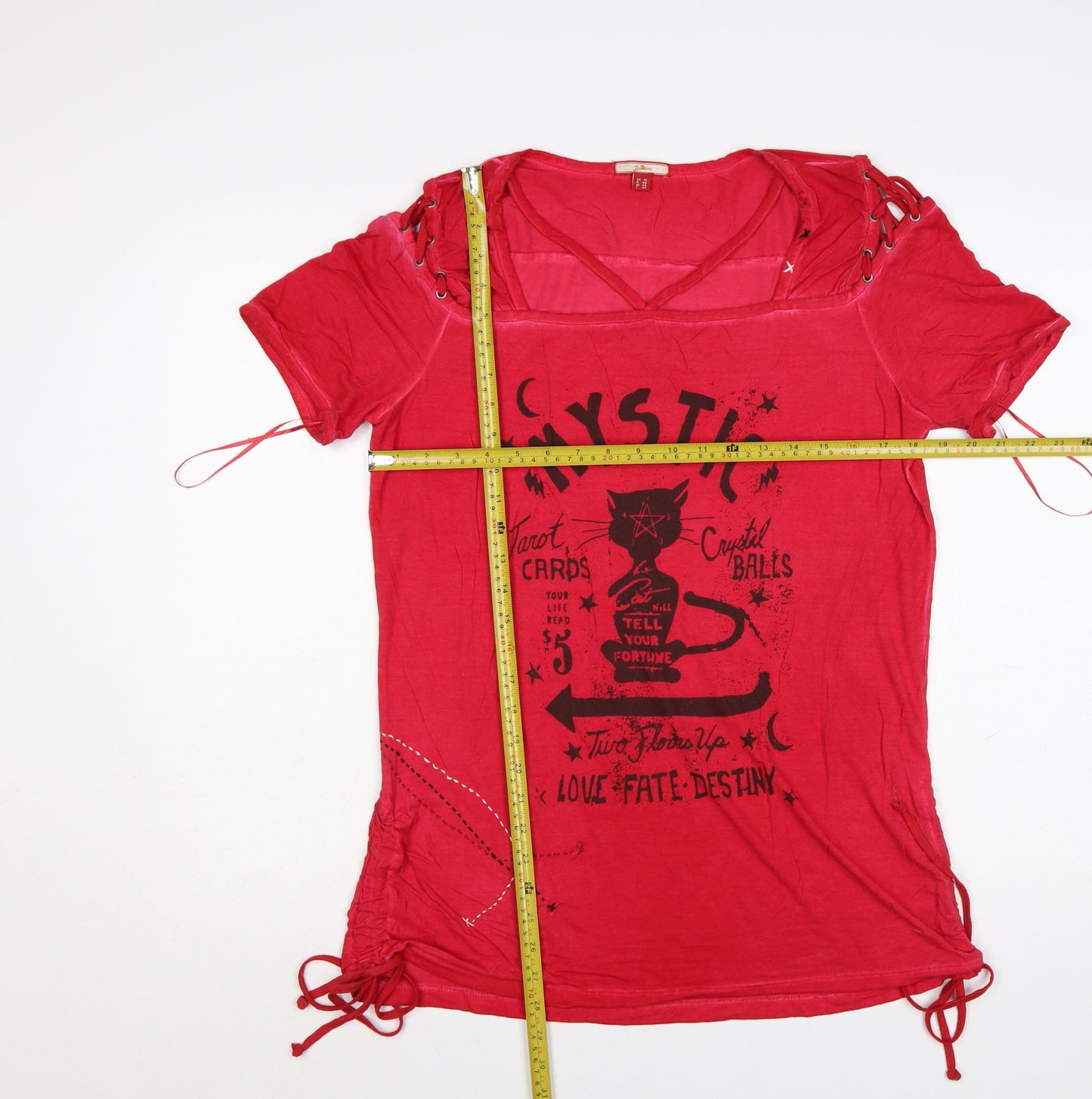 Joe Browns Womens Red Mystic Graphic V-Neck Short Sleeve T-Shirt Size 14