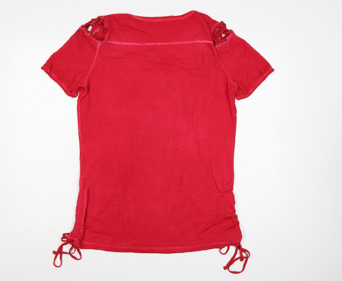 Joe Browns Womens Red Mystic Graphic V-Neck Short Sleeve T-Shirt Size 14