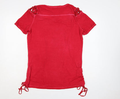 Joe Browns Womens Red Mystic Graphic V-Neck Short Sleeve T-Shirt Size 14