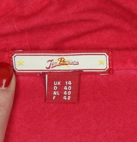 Joe Browns Womens Red Mystic Graphic V-Neck Short Sleeve T-Shirt Size 14