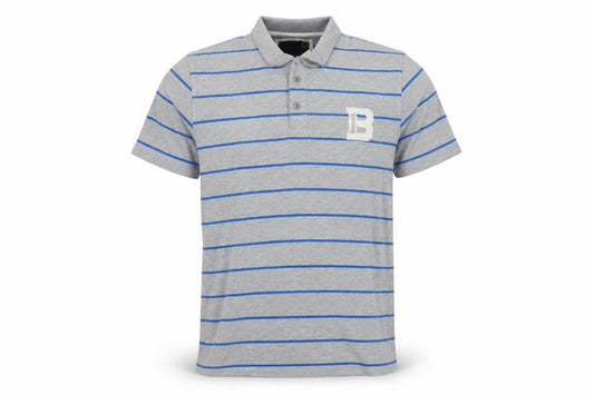 Bench Mens Grey Striped Cotton Polo Shirt Size L