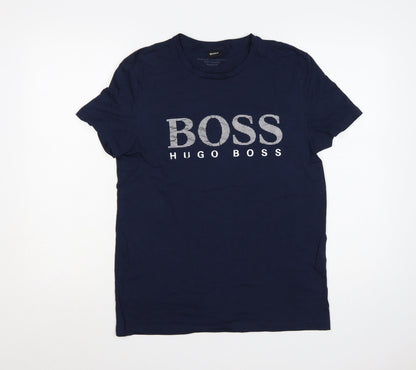 Hugo Boss Men's Blue Cotton Logo Graphic T-Shirt Size S