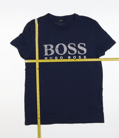 Hugo Boss Men's Blue Cotton Logo Graphic T-Shirt Size S