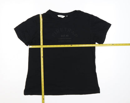 Firetrap Women's Black Cotton Crew Neck T-Shirt Size 16
