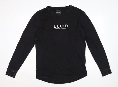 Lucid Design Studios Mens Black Long Sleeve Cotton T-Shirt M