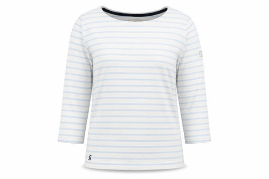 Joules Women White Striped 3/4 Sleeve Cotton Nautical T-Shirt Size 16