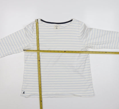 Joules Women White Striped 3/4 Sleeve Cotton Nautical T-Shirt Size 16
