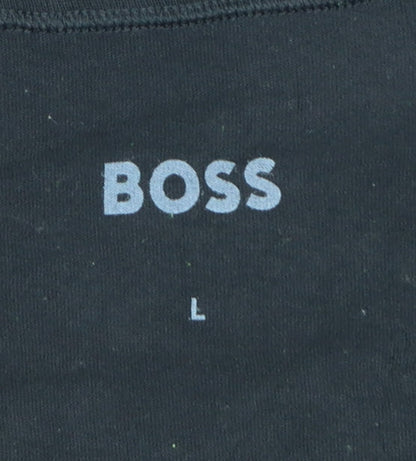 Hugo Boss Men's Black Crew Neck Cotton T-Shirt Size L
