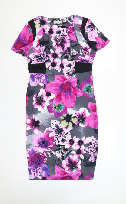 Marks and Spencer Per Una Women’s Purple Floral Bodycon Dress UK 14