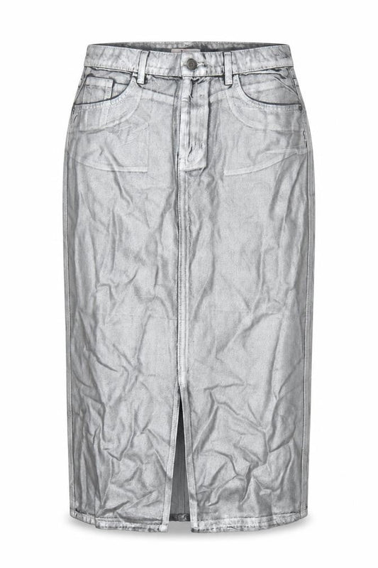 Tu Women Silver Denim Midi Pencil Skirt Size 14 Cotton