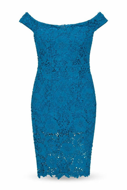 Motel Rocks Women’s Blue Lace Off Shoulder Bodycon Dress UK 10