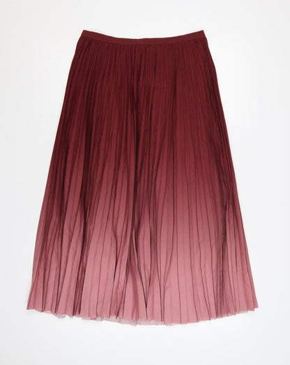French Connection Womens Red Pleated Midi Skirt Size 10
