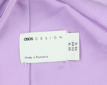ASOS DESIGN Women's Purple Halter Slip Midi Dress Size 16