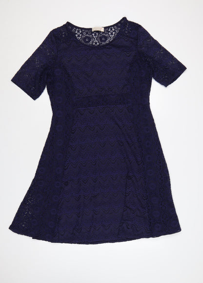 Marks and Spencer Per Una Women Blue Lace A-Line Knee Length Dress Size 16