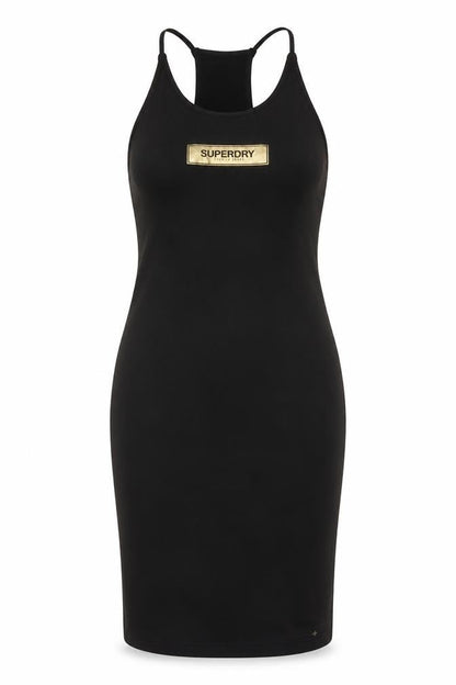Superdry Women Black Bodycon Halter Knee Dress Size 10