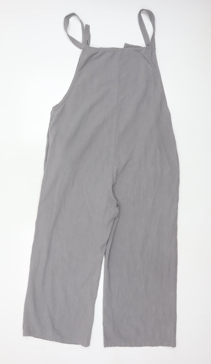 Zanzea Women Grey Cotton Wide-Leg Dungaree Jumpsuit XL