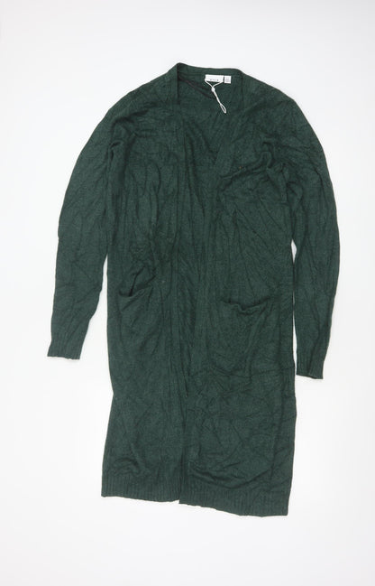 VILA Womens Green Long Cardigan S Viscose Blend Open Front